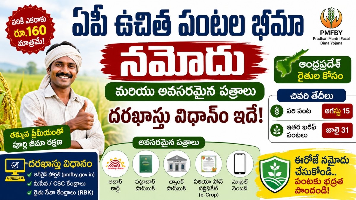 AP Crop Insurance 2026 PMFBY రైతుల పంట బీమా నమోదు