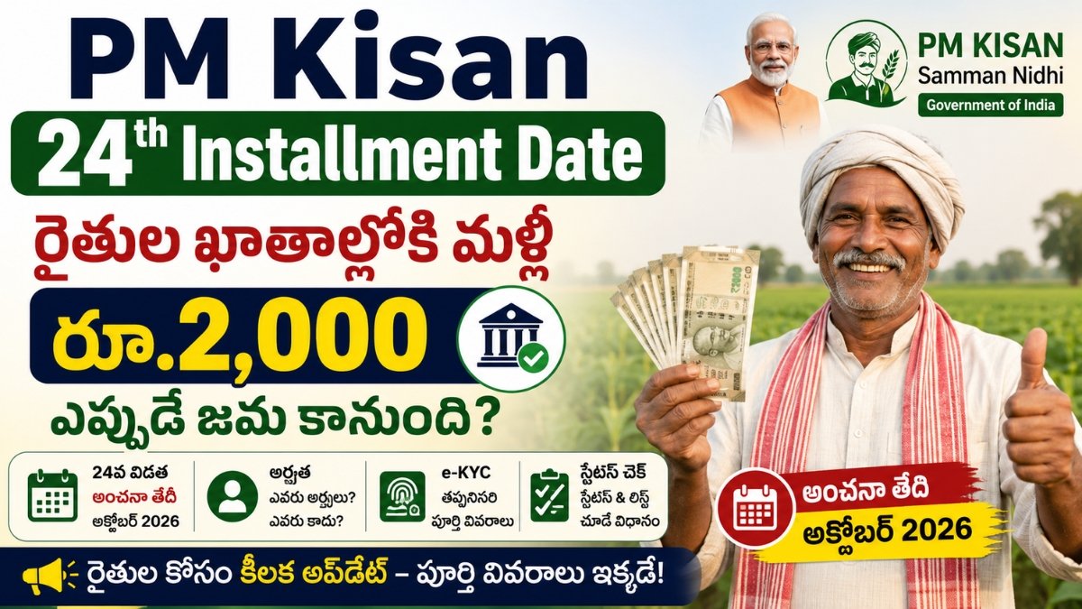 PM Kisan 24th Installment Date 2026 రైతులకు రూ.2,000 విడుదలపై తాజా సమాచారం మరియు అర్హత వివరాలు