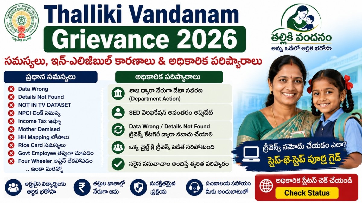 Thalliki Vandanam Grievance 2026 Problems Solutions AP